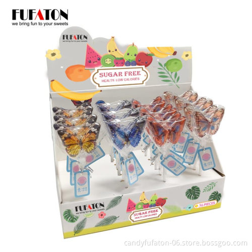 Healthy fruit flavor and shaped low calories sugar free lollipop candy